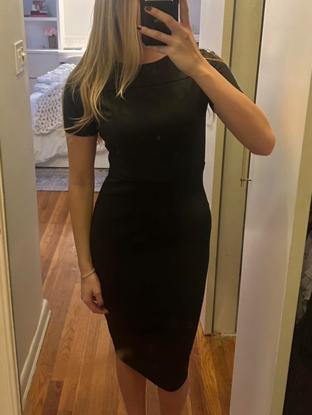 Alexia Armor Scuba Midi Sheath Dress Black Xsmall